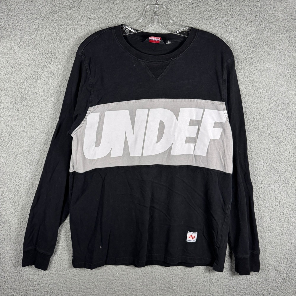 Undefeated Mens Long Sleeve Graphic T-Shirt‎ Black Grey Colorblock Size L